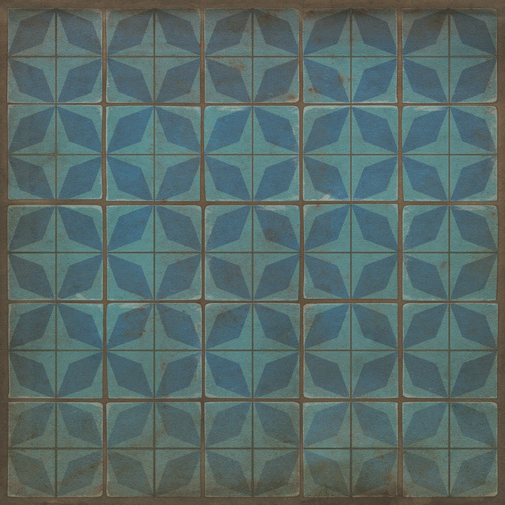 Vintage Vinyl Floorcloth Rug (Pattern 54 Blue Moon)