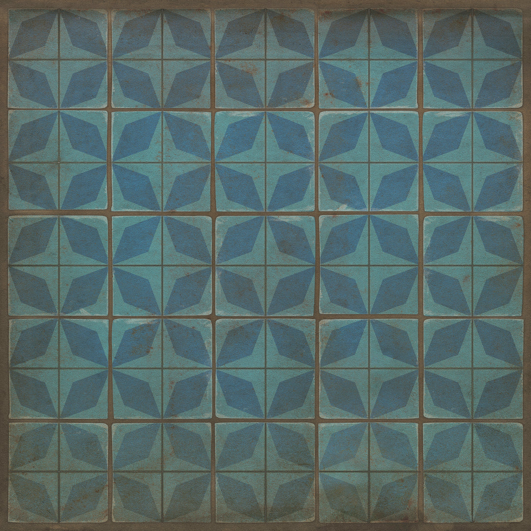 Vintage Vinyl Floorcloth Rug (Pattern 54 Blue Moon)