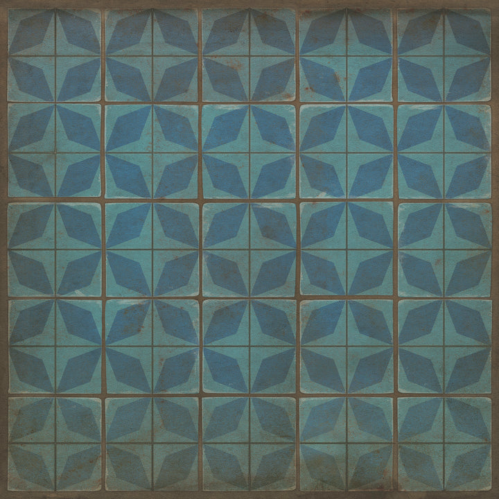 Vintage Vinyl Floorcloth Rug (Pattern 54 Blue Moon)