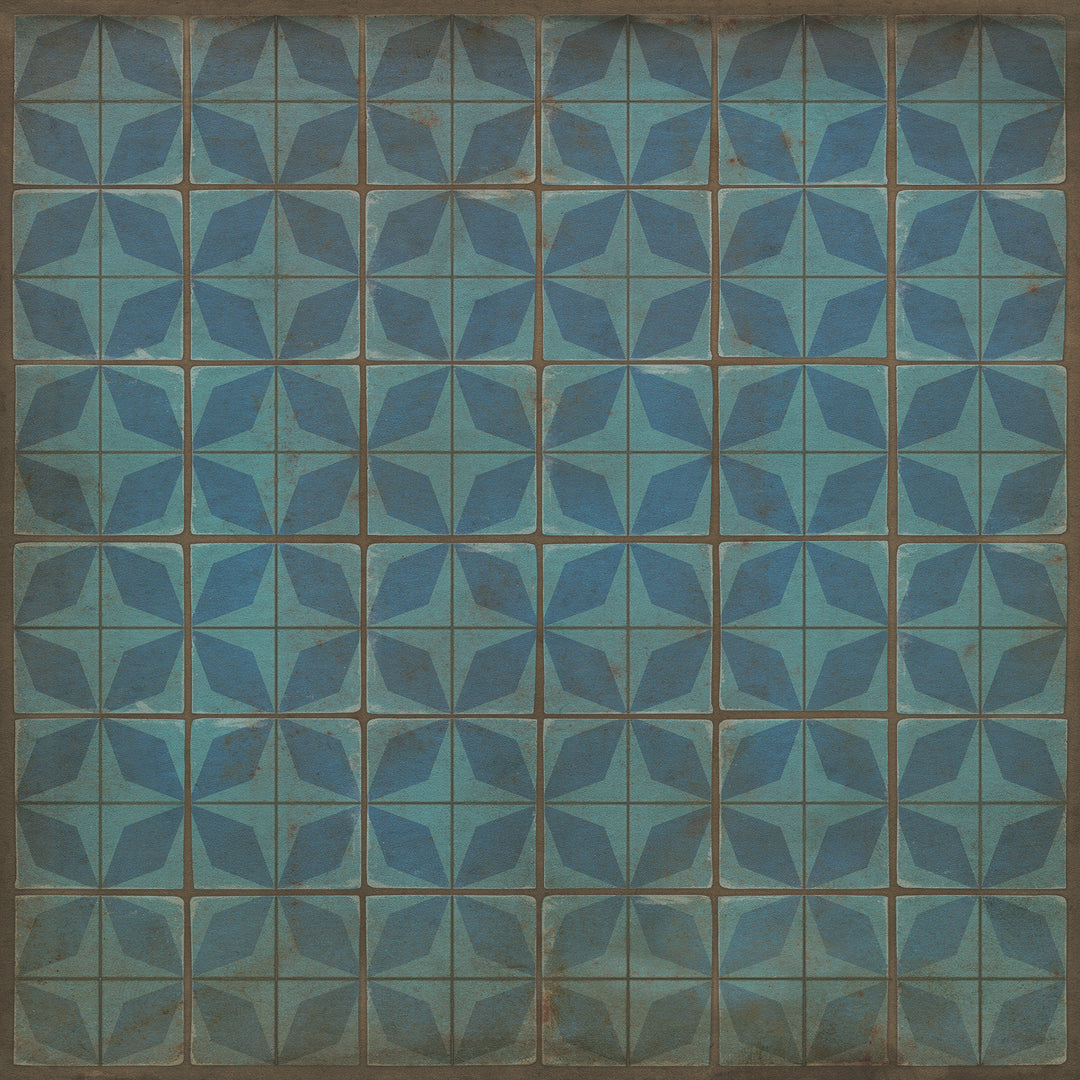 Vintage Vinyl Floorcloth Rug (Pattern 54 Blue Moon)