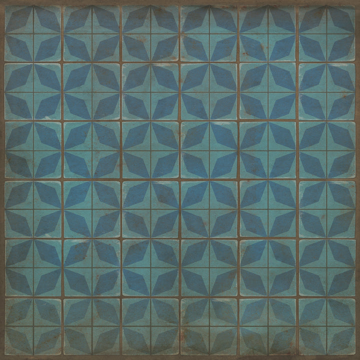 Vintage Vinyl Floorcloth Rug (Pattern 54 Blue Moon)