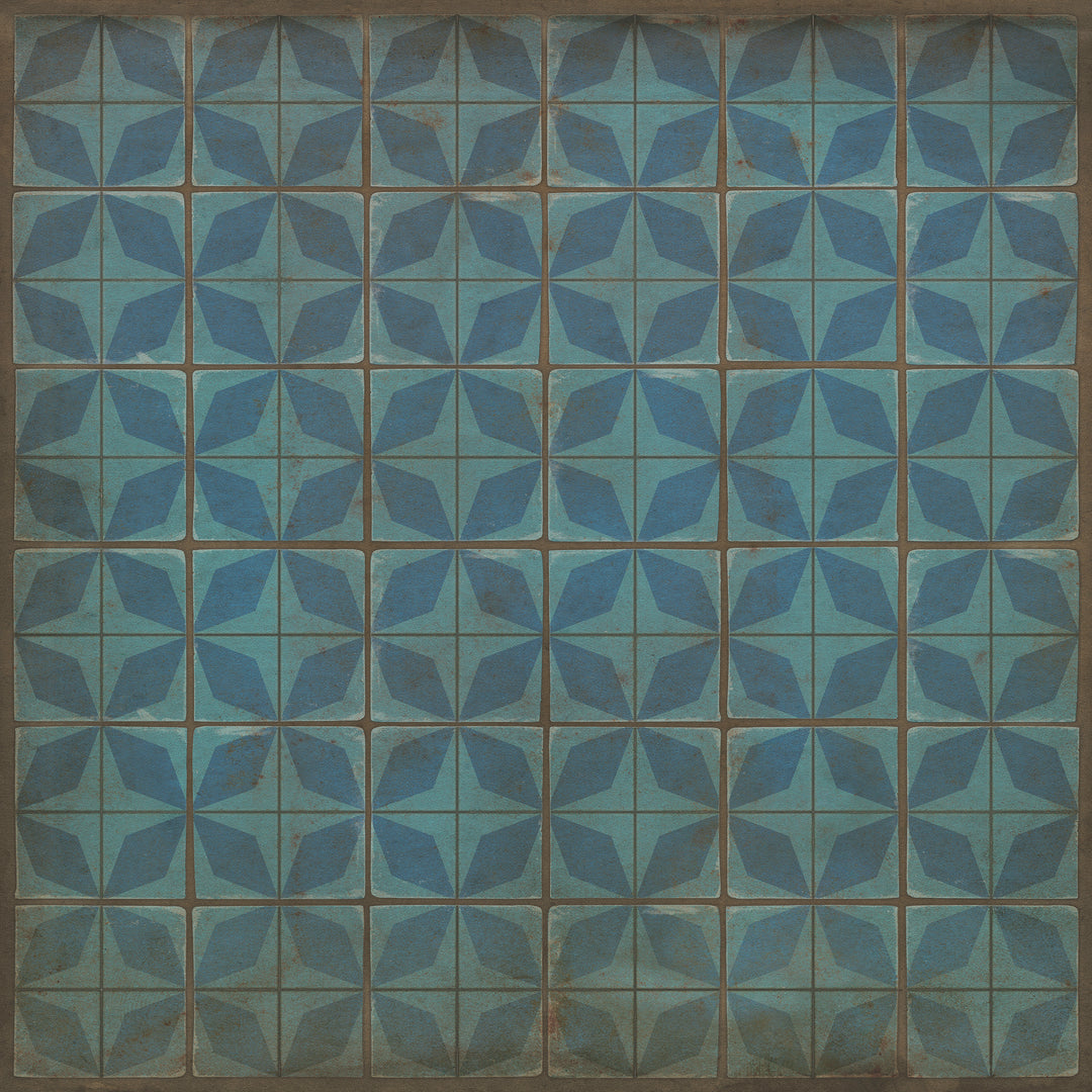 Vintage Vinyl Floorcloth Rug (Pattern 54 Blue Moon)