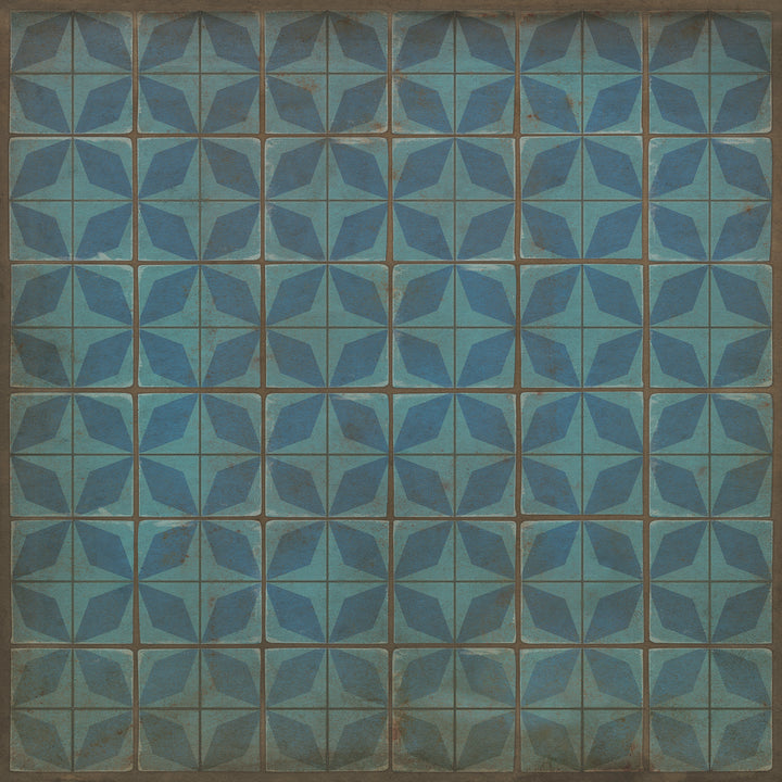 Vintage Vinyl Floorcloth Rug (Pattern 54 Blue Moon)