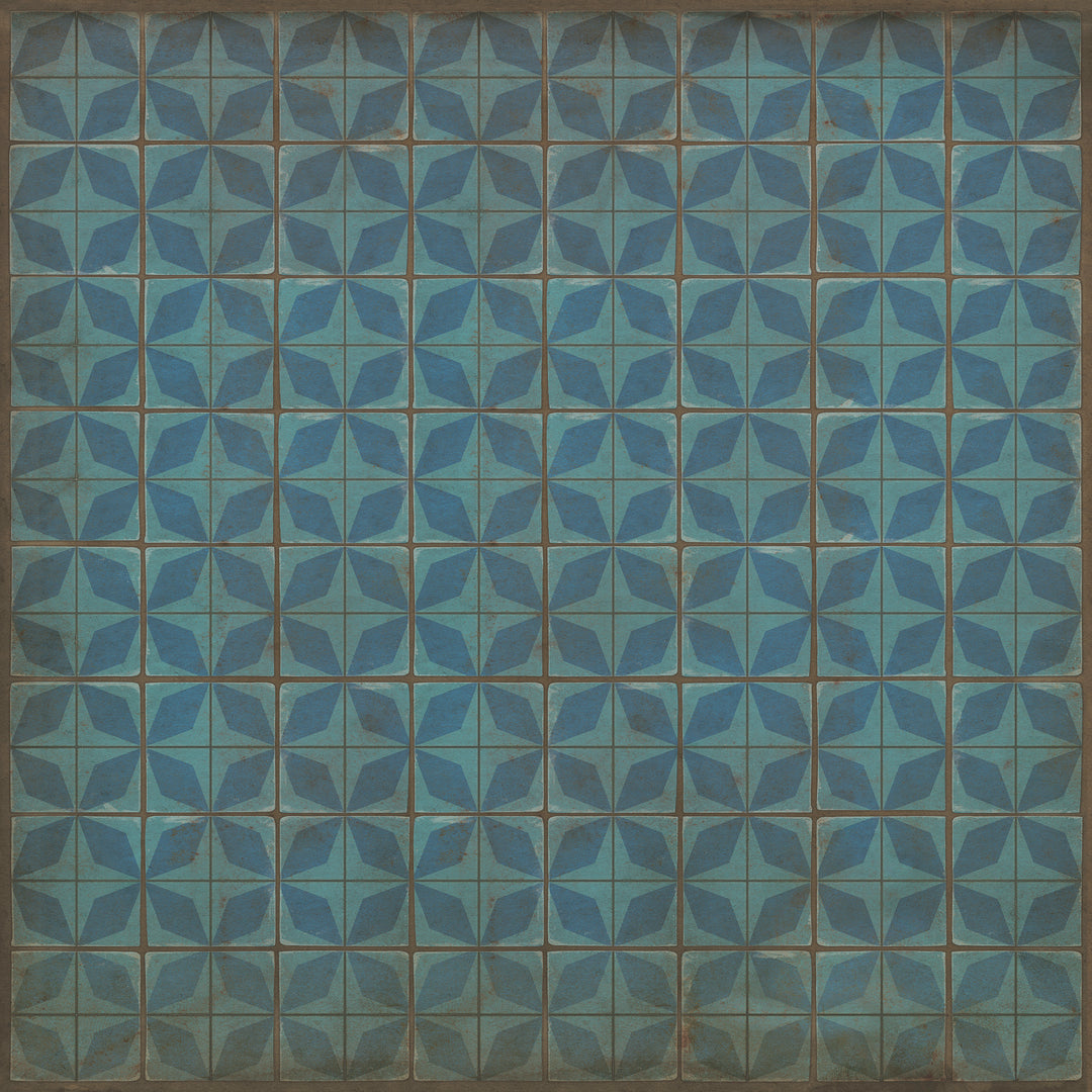 Vintage Vinyl Floorcloth Rug (Pattern 54 Blue Moon)