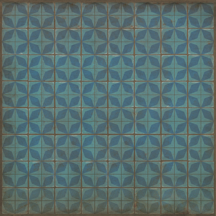 Vintage Vinyl Floorcloth Rug (Pattern 54 Blue Moon)