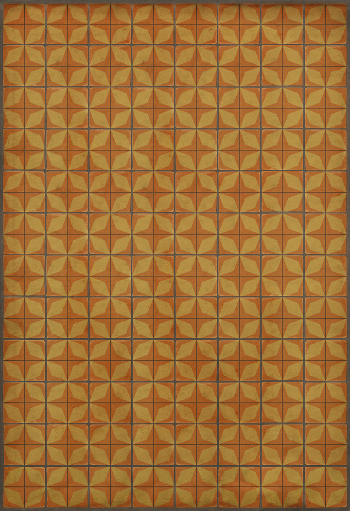 Vintage Vinyl Floorcloth Rug (Pattern 54 Fireball)