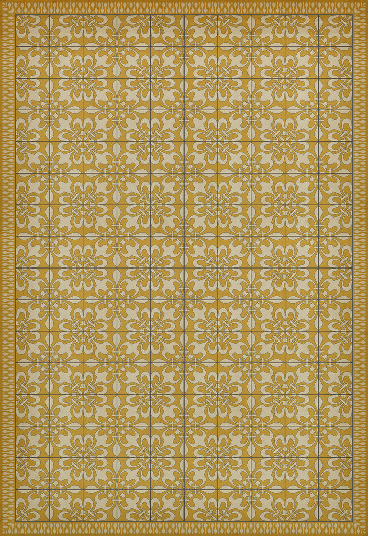Vintage Vinyl Floorcloth Rug (Pattern 55 Busy As A Bee)