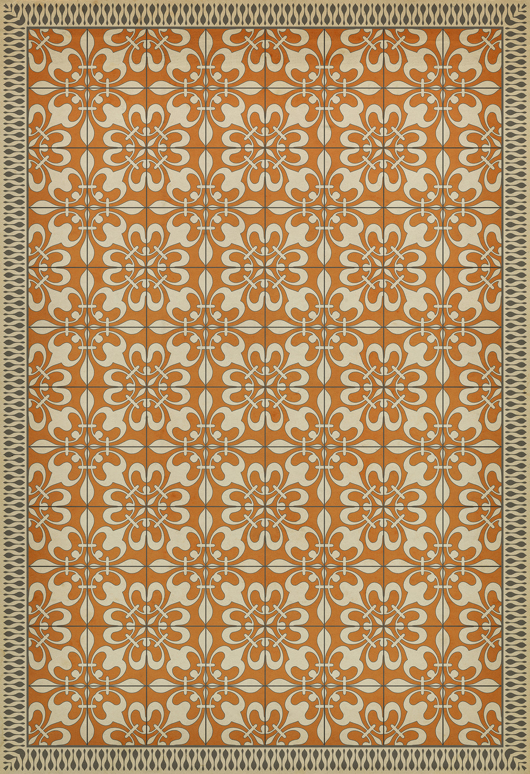 Vintage Vinyl Floorcloth Rug (Pattern 55 The Heat of Summer)