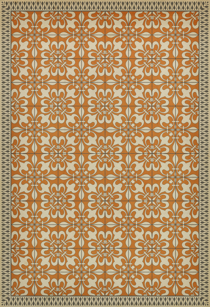 Vintage Vinyl Floorcloth Rug (Pattern 55 The Heat of Summer)