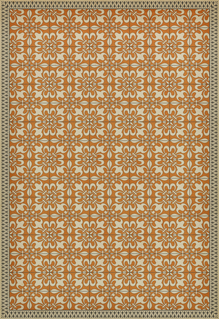 Vintage Vinyl Floorcloth Rug (Pattern 55 The Heat of Summer)