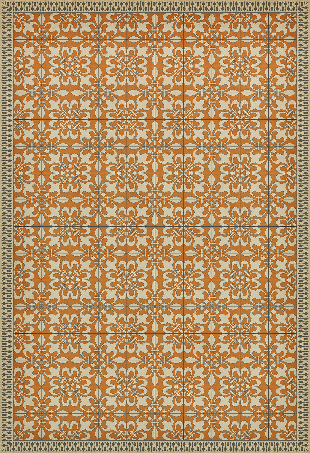 Vintage Vinyl Floorcloth Rug (Pattern 55 The Heat of Summer)