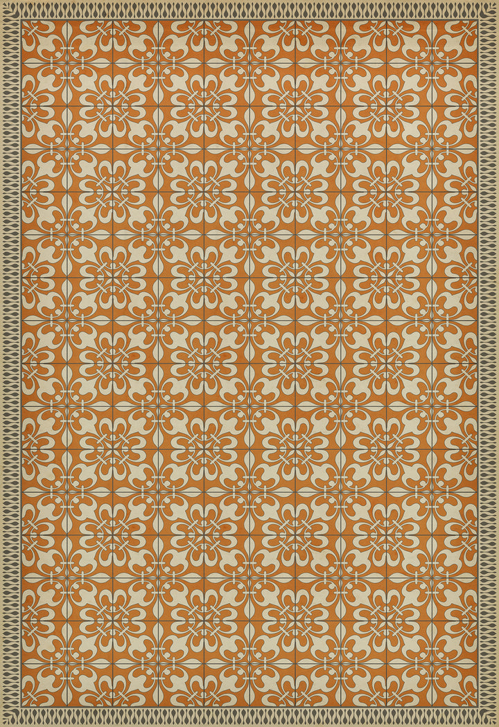 Vintage Vinyl Floorcloth Rug (Pattern 55 The Heat of Summer)