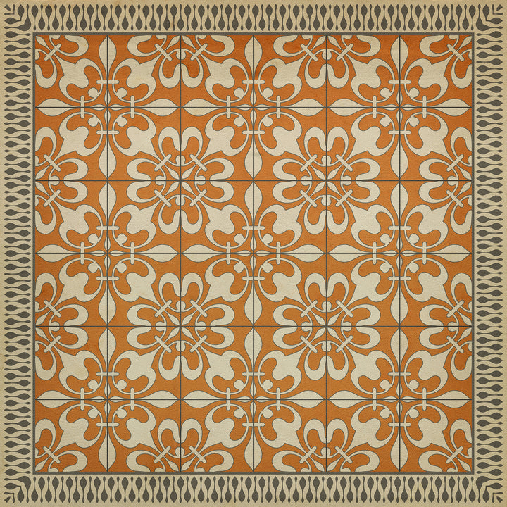 Vintage Vinyl Floorcloth Rug (Pattern 55 The Heat of Summer)