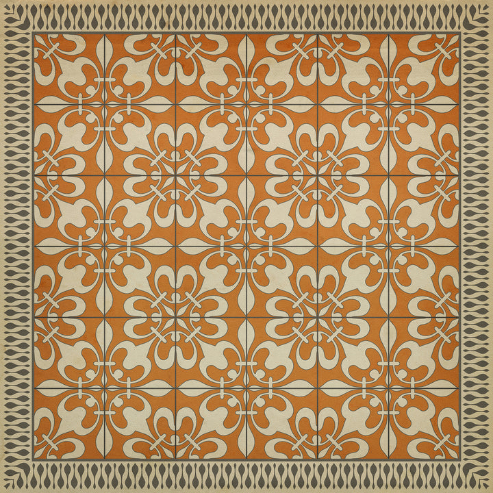 Vintage Vinyl Floorcloth Rug (Pattern 55 The Heat of Summer)