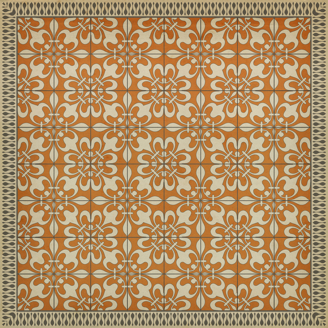 Vintage Vinyl Floorcloth Rug (Pattern 55 The Heat of Summer)