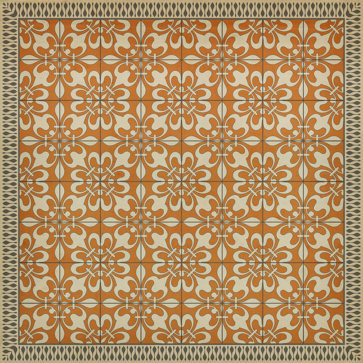 Vintage Vinyl Floorcloth Rug (Pattern 55 The Heat of Summer)