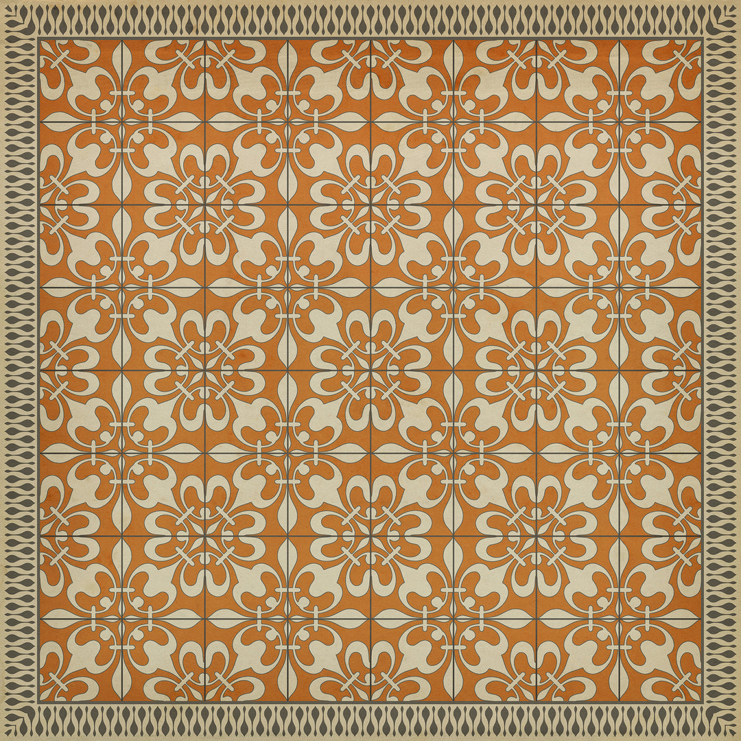 Vintage Vinyl Floorcloth Rug (Pattern 55 The Heat of Summer)