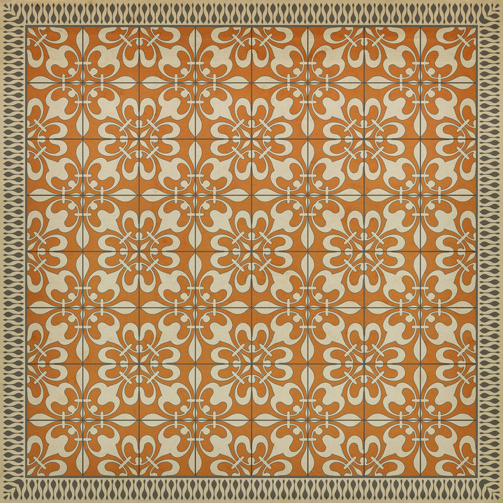 Vintage Vinyl Floorcloth Rug (Pattern 55 The Heat of Summer)