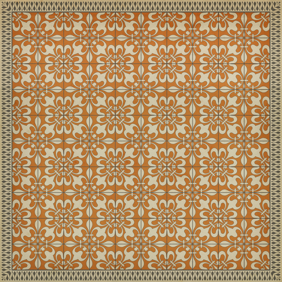 Vintage Vinyl Floorcloth Rug (Pattern 55 The Heat of Summer)