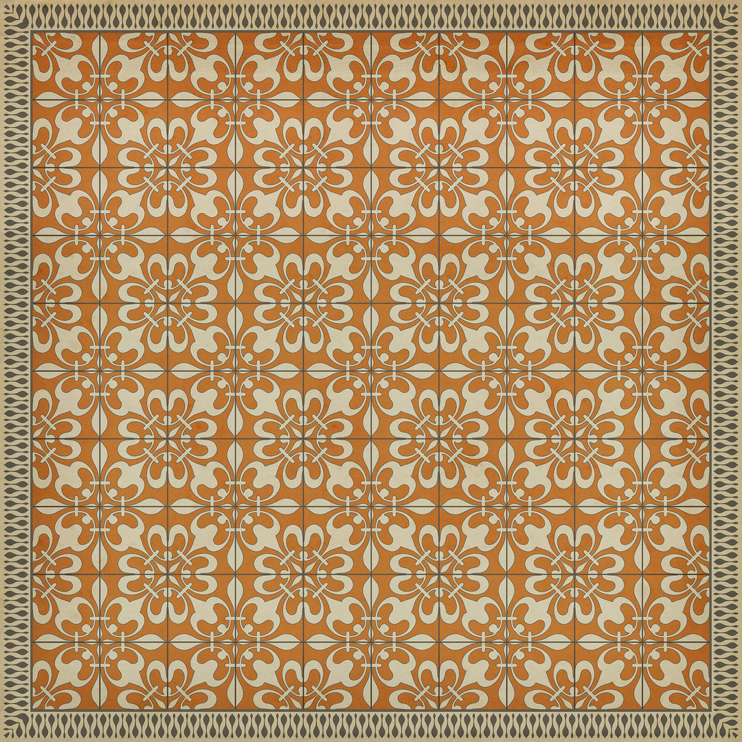 Vintage Vinyl Floorcloth Rug (Pattern 55 The Heat of Summer)