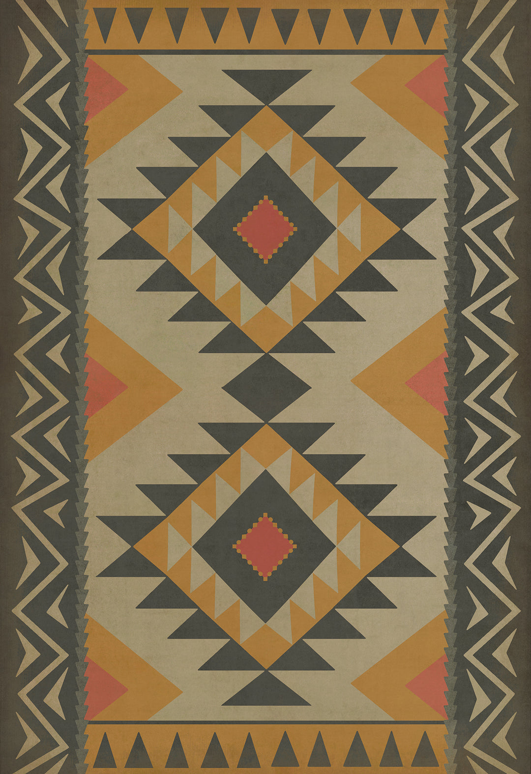 Vintage Vinyl Floorcloth Rug (Pattern 62 Vagabond)
