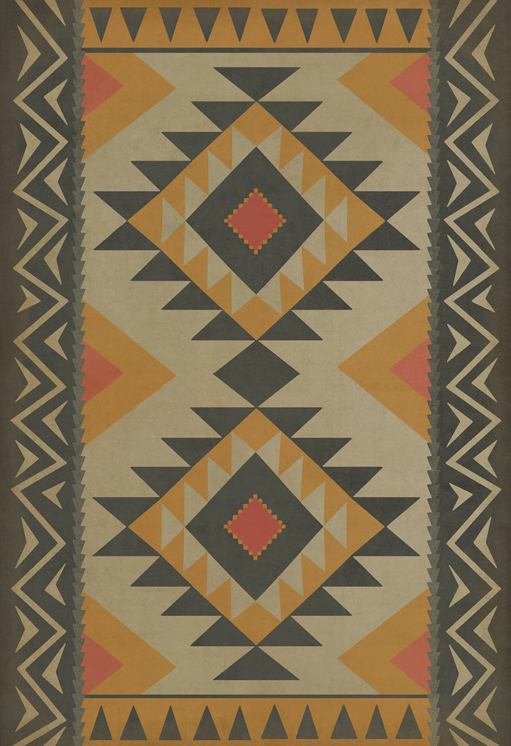 Vintage Vinyl Floorcloth Rug (Pattern 62 Vagabond)