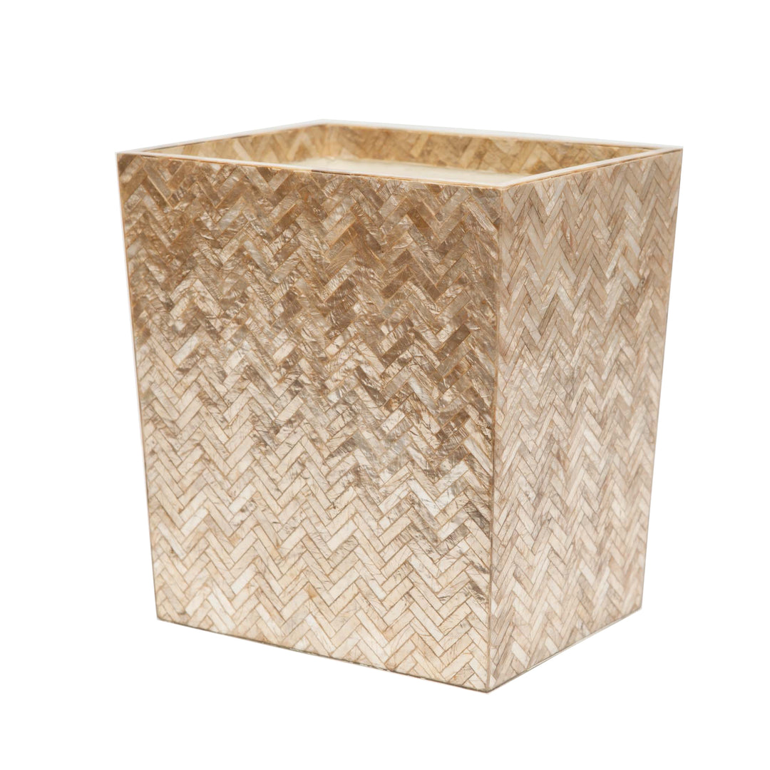 Handa Herringbone Capiz Shell Rectangle Wastebasket (Smoked)