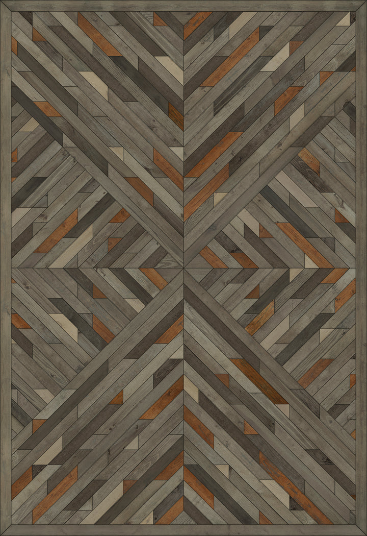 Vintage Vinyl Floorcloth Rug (Norwegian Wood - Nile - Reflections)