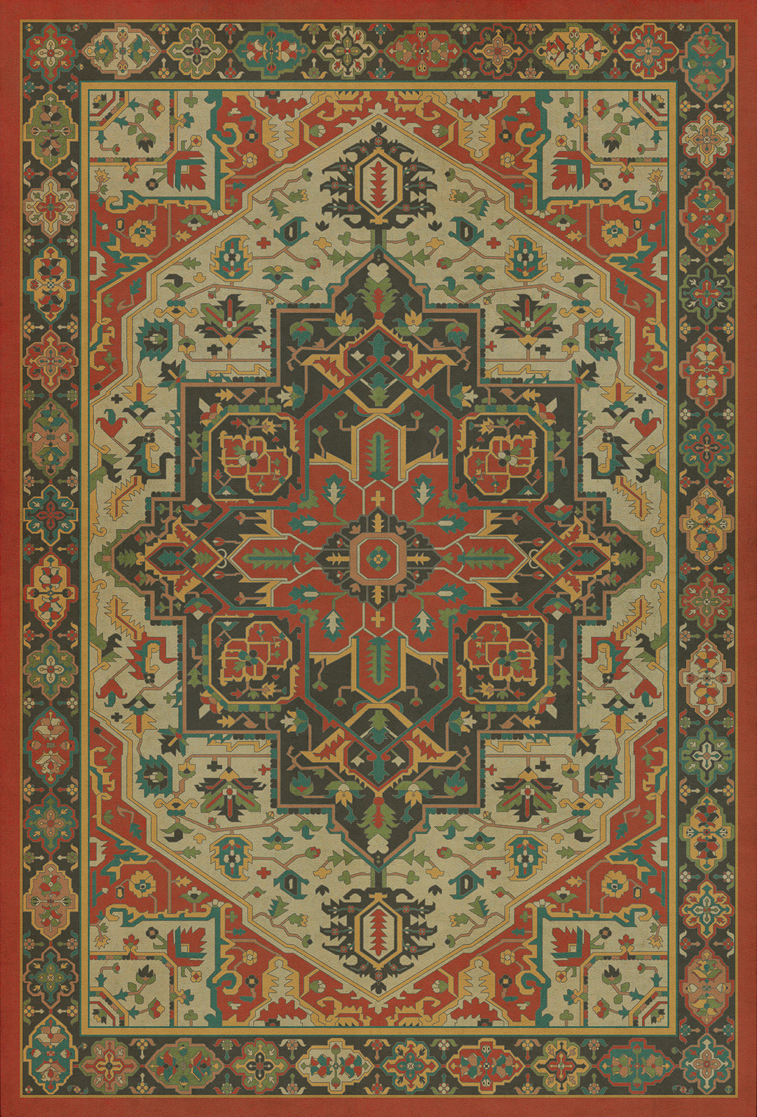 Vintage Vinyl Floorcloth Rug (Persian Bazaar - Camelot - Uther Pendragon)