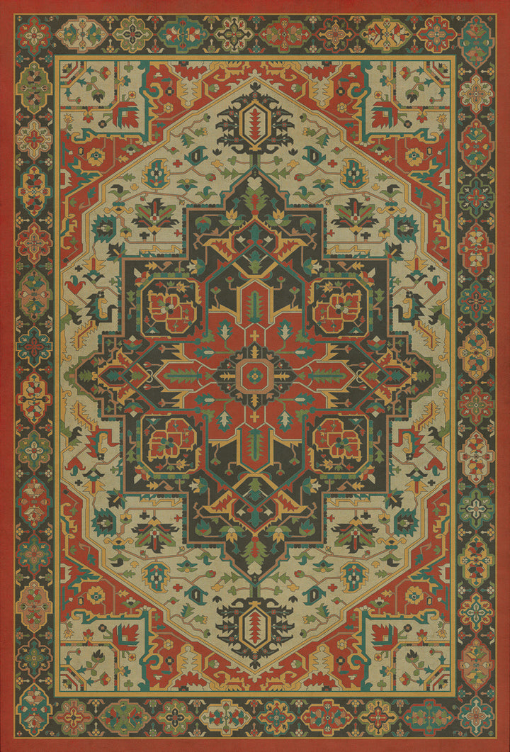 Vintage Vinyl Floorcloth Rug (Persian Bazaar - Camelot - Uther Pendragon)