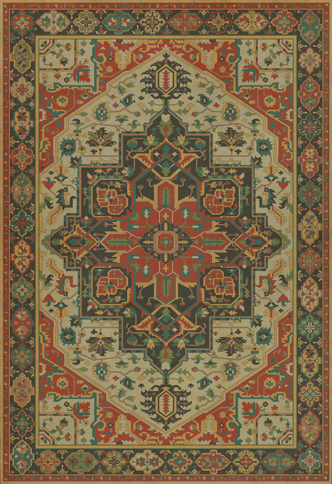 Vintage Vinyl Floorcloth Rug (Persian Bazaar - Camelot - Uther Pendragon)