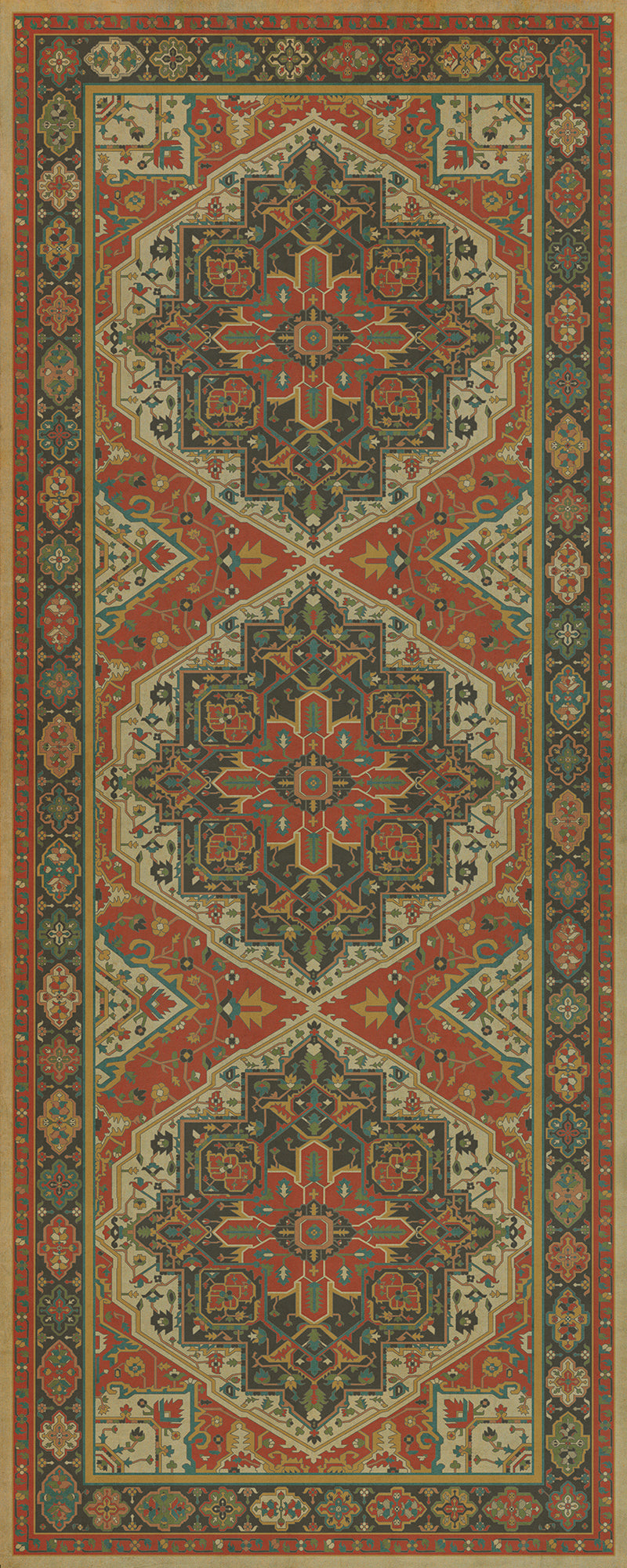 Vintage Vinyl Floorcloth Rug (Persian Bazaar - Camelot - Uther Pendragon)