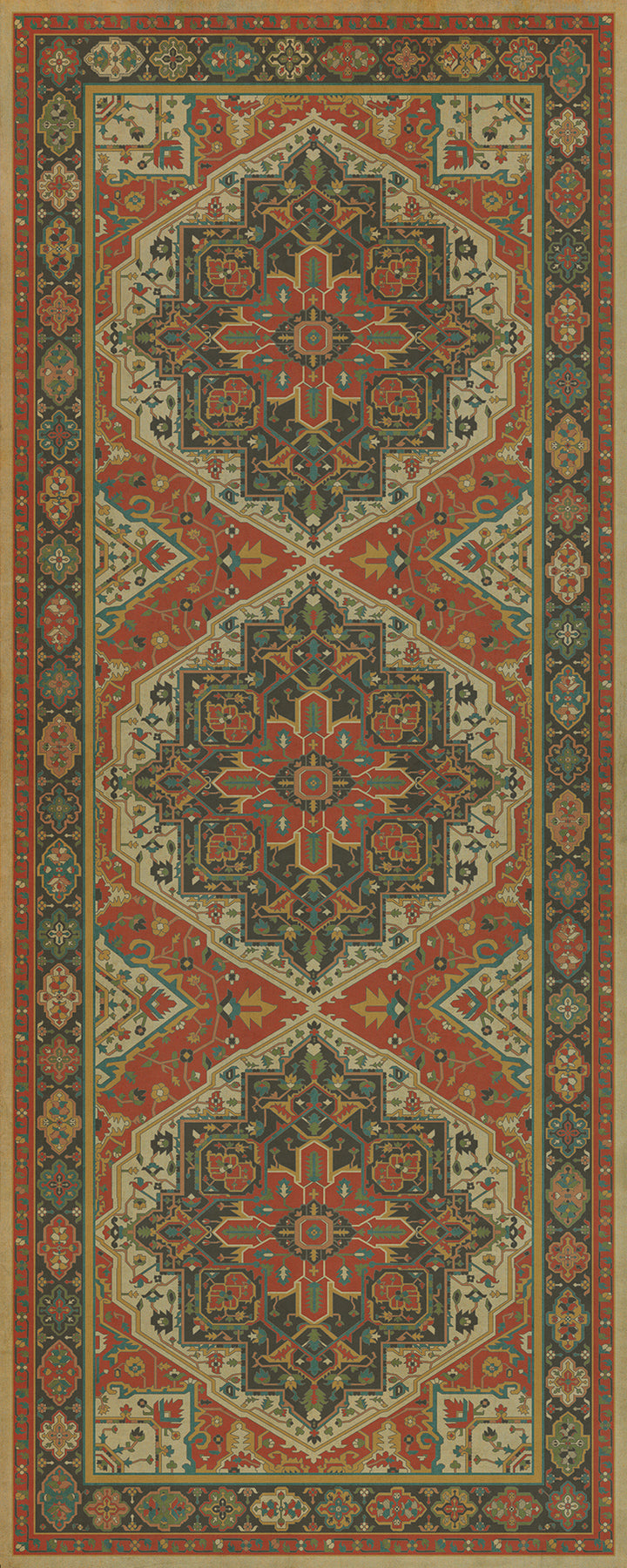 Vintage Vinyl Floorcloth Rug (Persian Bazaar - Camelot - Uther Pendragon)