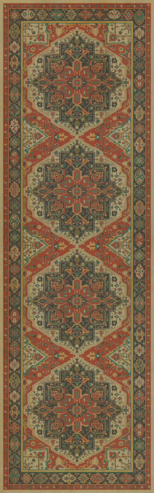 Vintage Vinyl Floorcloth Rug (Persian Bazaar - Camelot - Uther Pendragon)