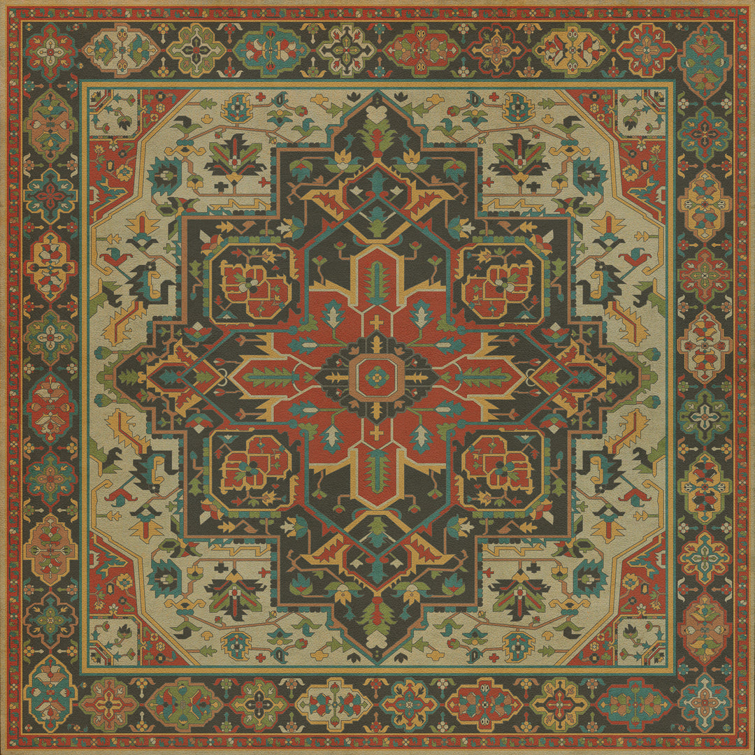 Vintage Vinyl Floorcloth Rug (Persian Bazaar - Camelot - Uther Pendragon)