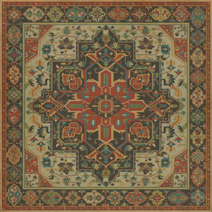 Vintage Vinyl Floorcloth Rug (Persian Bazaar - Camelot - Uther Pendragon)