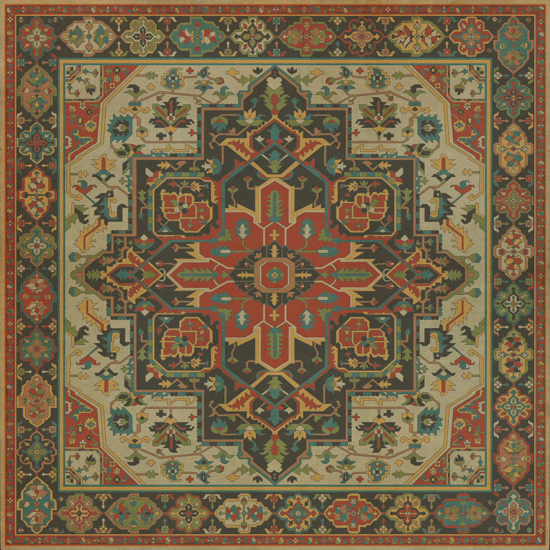 Vintage Vinyl Floorcloth Rug (Persian Bazaar - Camelot - Uther Pendragon)