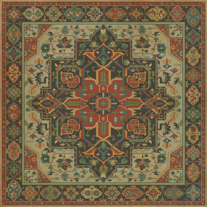 Vintage Vinyl Floorcloth Rug (Persian Bazaar - Camelot - Uther Pendragon)