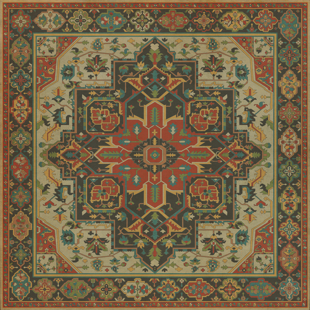 Vintage Vinyl Floorcloth Rug (Persian Bazaar - Camelot - Uther Pendragon)