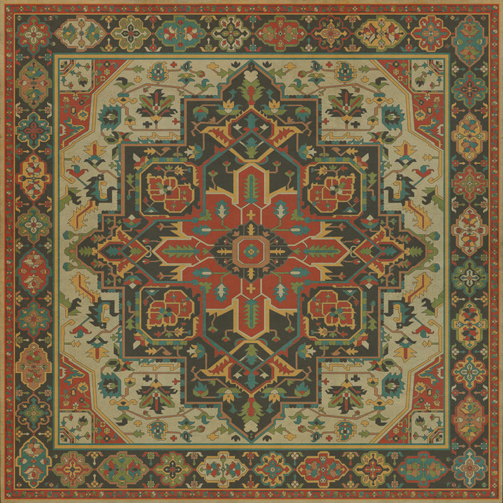 Vintage Vinyl Floorcloth Rug (Persian Bazaar - Camelot - Uther Pendragon)