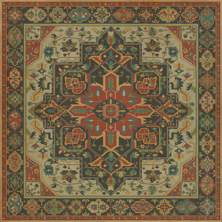 Vintage Vinyl Floorcloth Rug (Persian Bazaar - Camelot - Uther Pendragon)