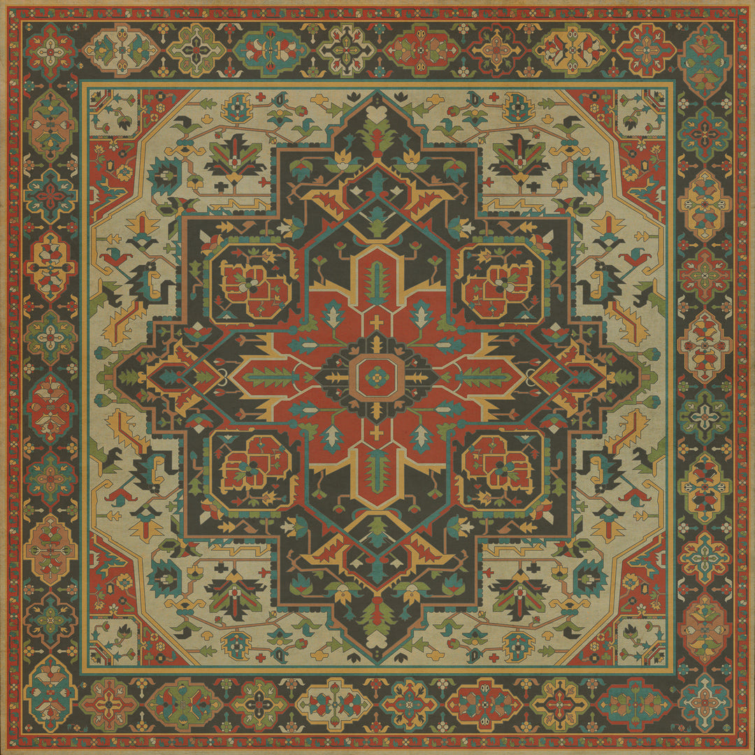 Vintage Vinyl Floorcloth Rug (Persian Bazaar - Camelot - Uther Pendragon)