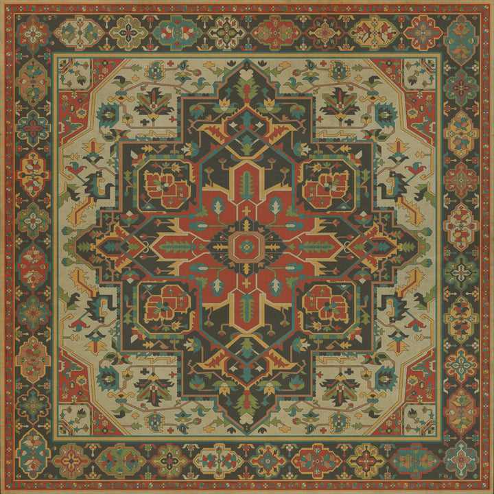 Vintage Vinyl Floorcloth Rug (Persian Bazaar - Camelot - Uther Pendragon)