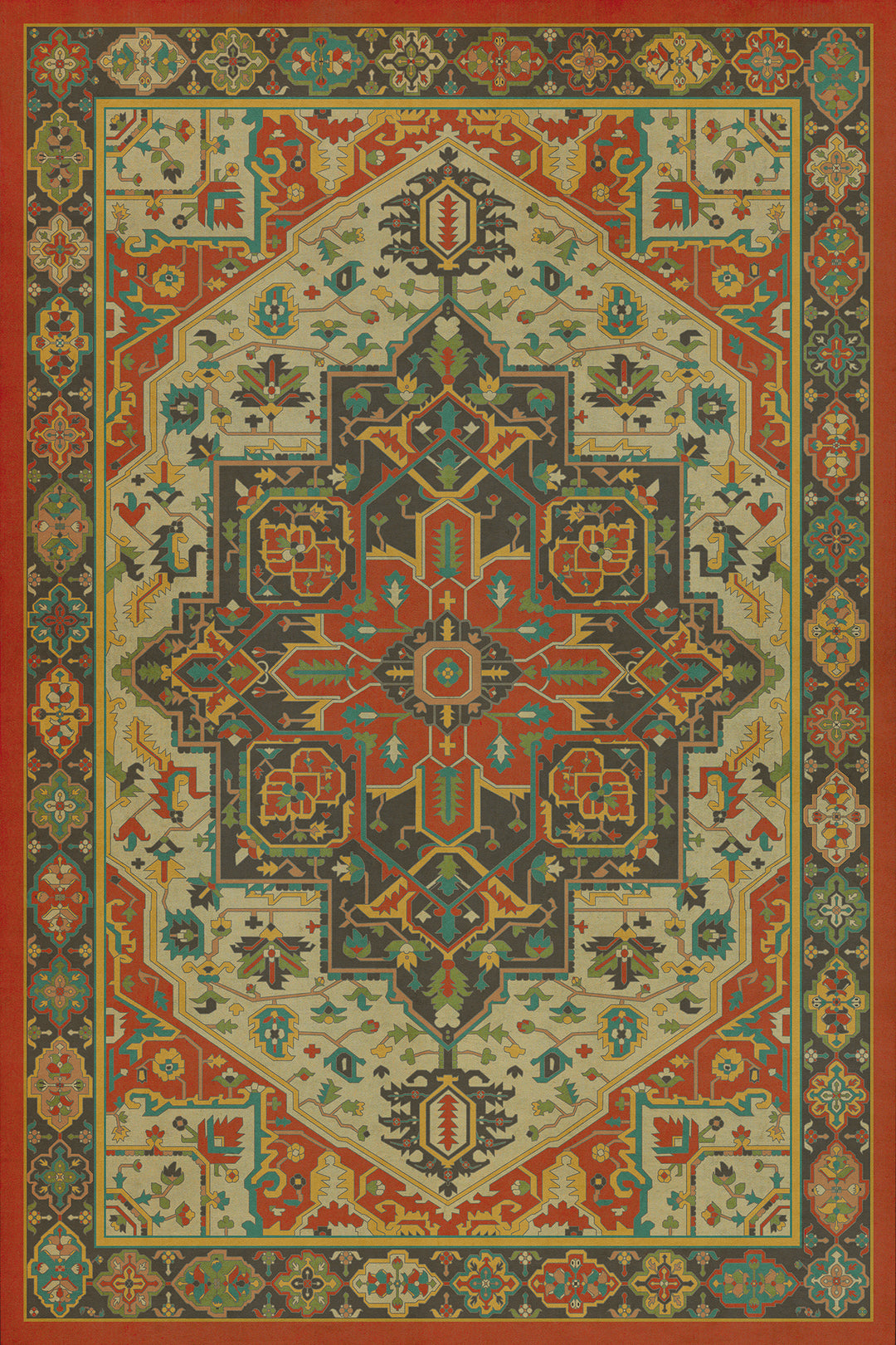 Vintage Vinyl Floorcloth Rug (Persian Bazaar - Camelot - Uther Pendragon)