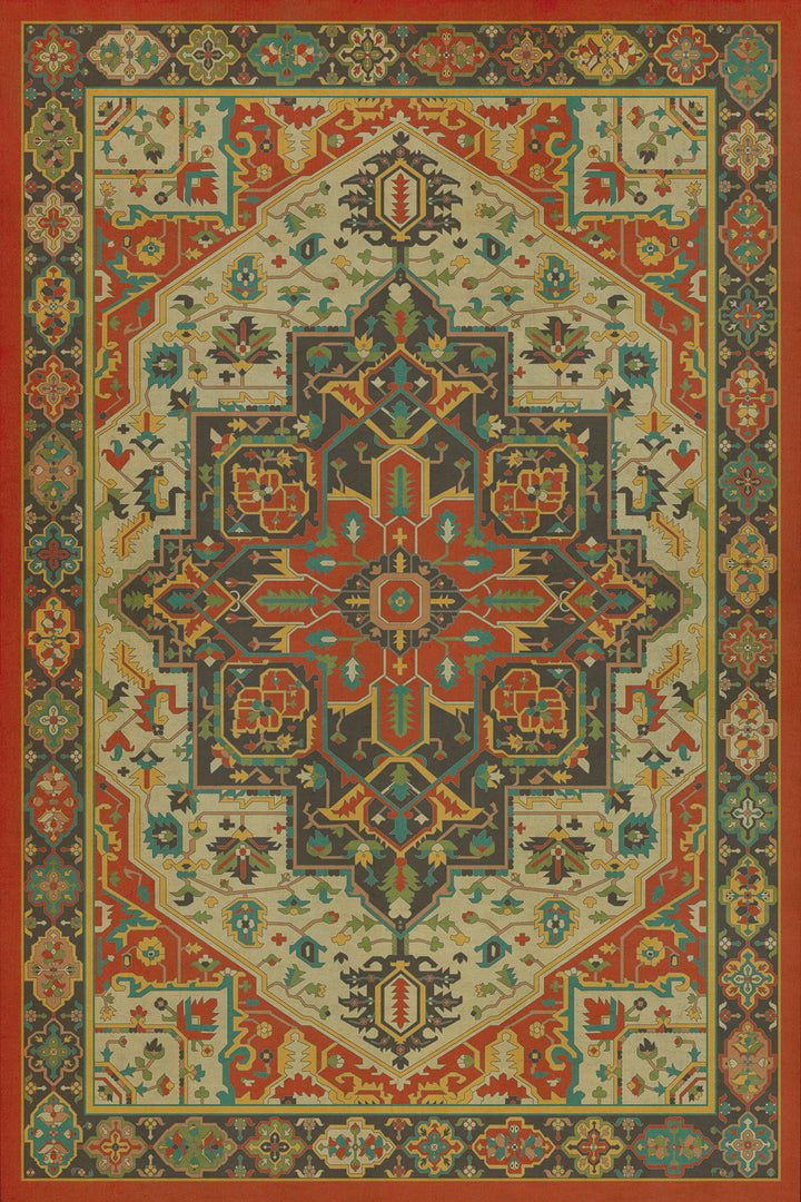 Vintage Vinyl Floorcloth Rug (Persian Bazaar - Camelot - Uther Pendragon)