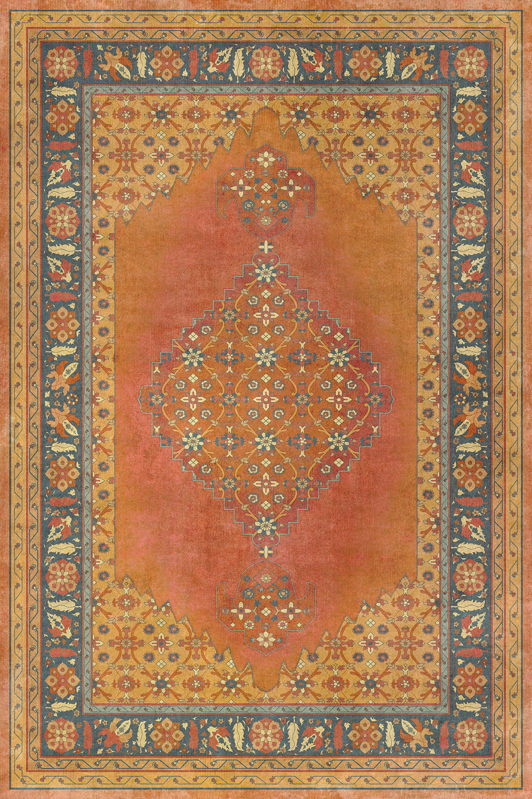 Vintage Vinyl Floorcloth Mats (Persian Bazaar - Agra - Mughal) - Hudson & Vine