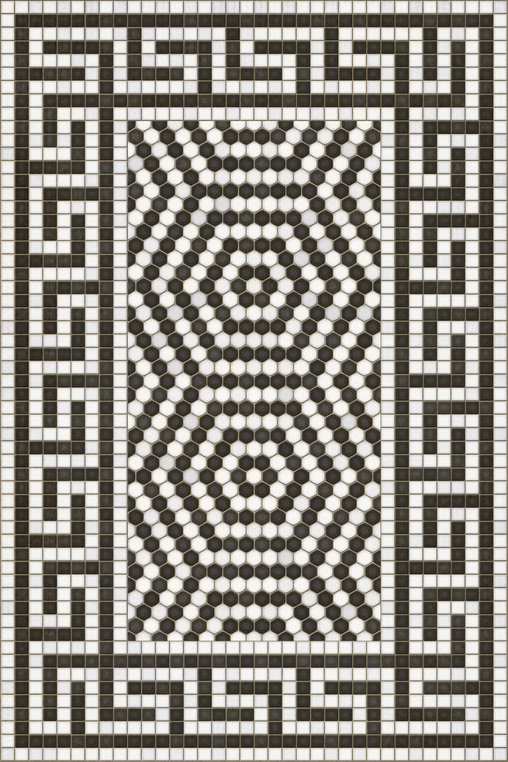Vintage Vinyl Floorcloth Mat (Mosaic E - Jackson Heights ) - Hudson & Vine