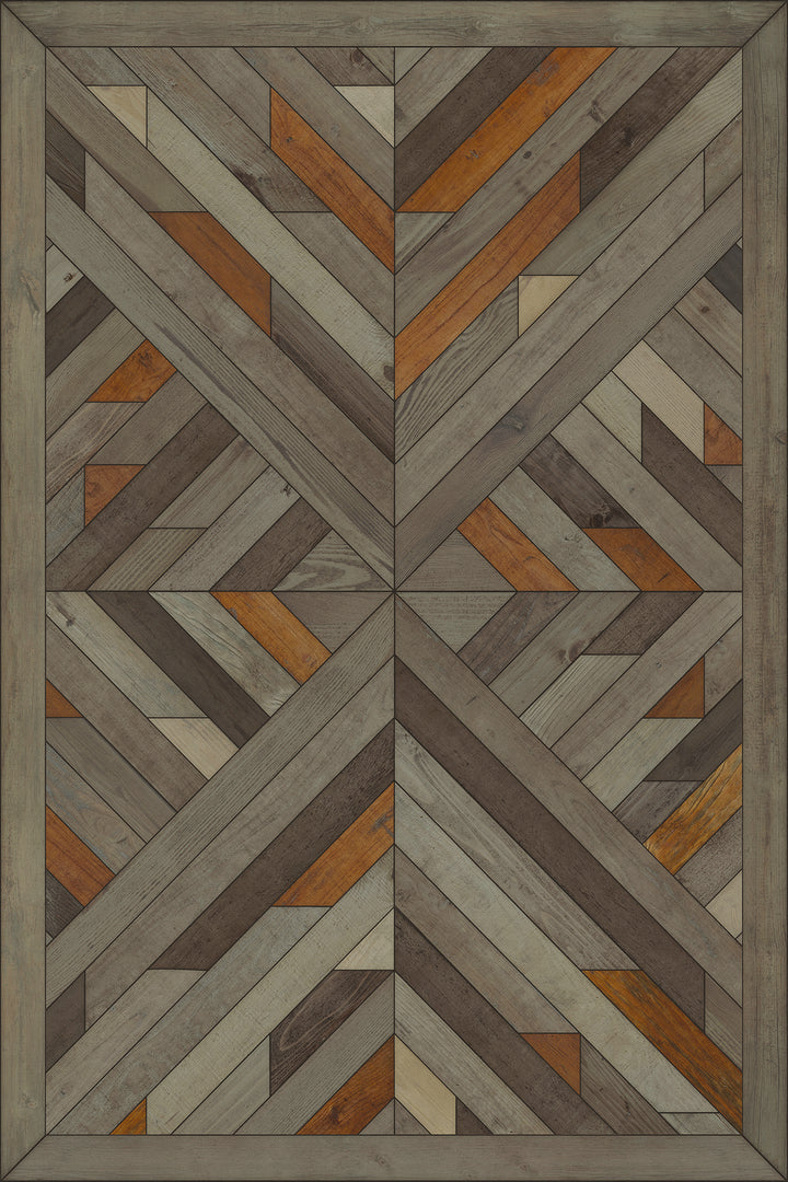 Vintage Vinyl Floorcloth Rug (Norwegian Wood - Nile - Reflections)