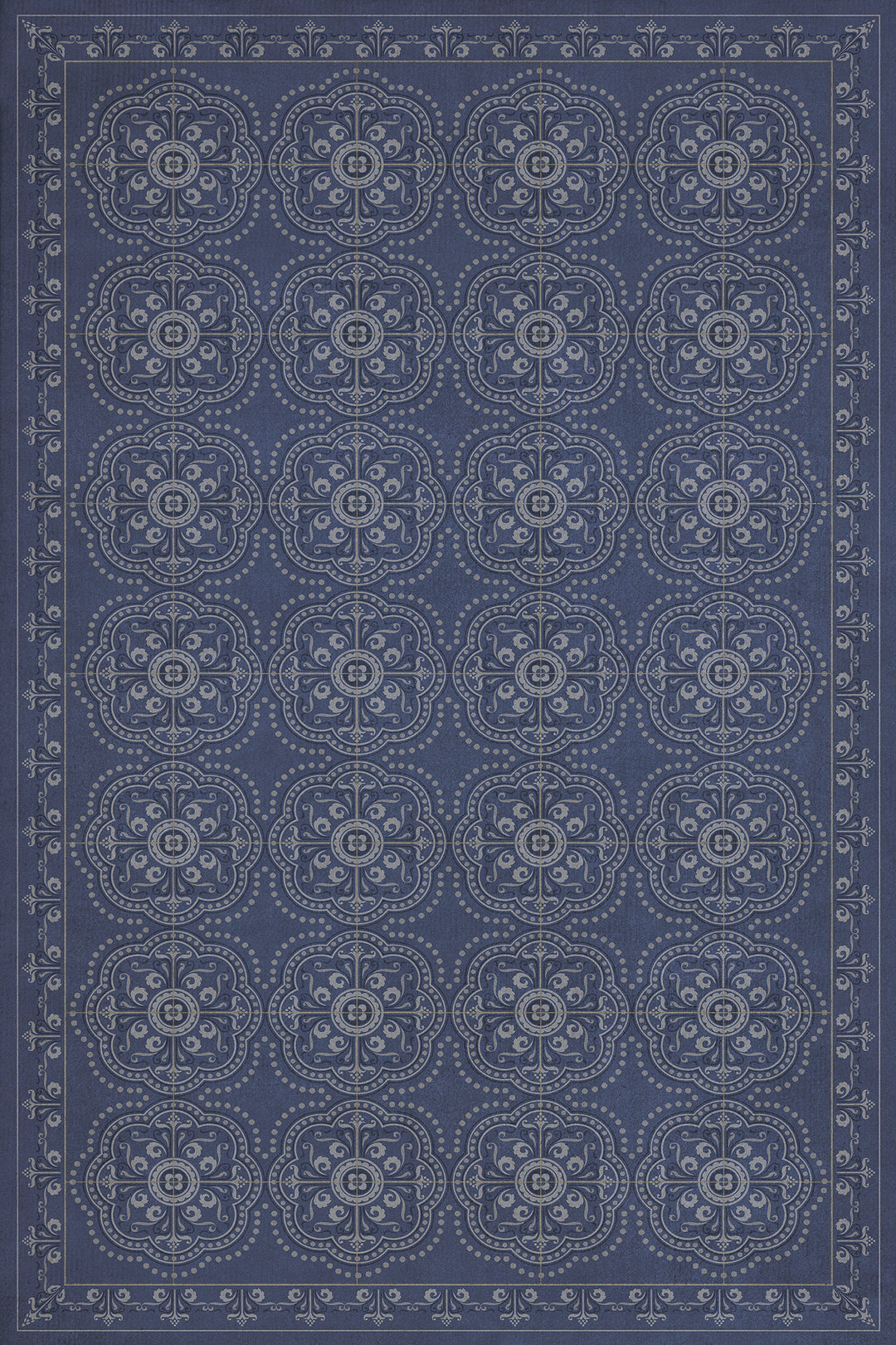 Vintage Vinyl Floorcloth Rug (Pattern 28 Indigo Bandana)