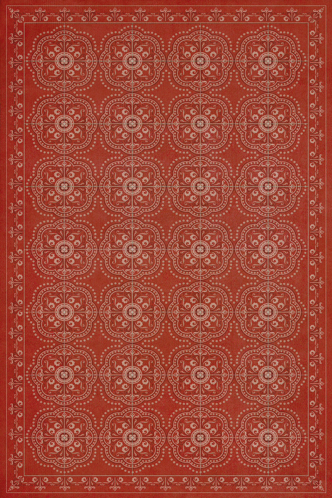 Vintage Vinyl Floorcloth Rug (Pattern 28 Red Bandana)